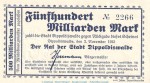 Notgeld Stadt Dippoldiswalde , 500 Milliarden Mark Schein in kfr. Keller 1025.e von 1923 , Sachsen Inflation