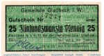 Notgeld Stadt Gladbeck 2240.05.06 , 25 Pfennig Schein in kfr. von 1917 , Westfalen Verkehrsausgabe