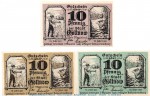 Notgeld Stadt Gollnow 453.3 , Set mit 3 Scheinen in kfr. von 1921 , Pommern Serien Notgeld