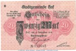 Notgeld Stadt Hof , 20 Mark Schein in gbr. Geiger 239.06 von 1918 , Bayern Grossnotgeld