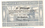 Notgeld Stadt Jerichow , 50 Pfennig Schein in kfr. Tieste 3275.05.01 von 1920 , Sachsen Verkehrsausgabe