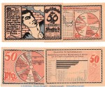 Notgeld Stadt Kahla 668.7 , 4 x 50 Pfennig Statistik Serie in kfr. von 1921 , Thüringen Seriennotgeld