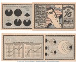 Notgeld Stadt Kahla 668.7 , 4 x 75 Pfennig Statistik Serie in kfr. von 1921 , Thüringen Seriennotgeld