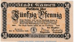 Notgeld Stadt Kamen , 50 Pfennig Schein in kfr. Tieste 3350.05.05 von 1918 , Westfalen Verkehrsausgabe