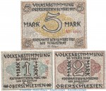 Notgeld Stadt Kattowitz 681.1 , Set mit 3 Scheinen in kfr. von 1921 , Schlesien Seriennotgeld