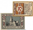 Notgeld Stadt Lage 757.2 , Set mit 2 Scheinen in kfr. von 1921 , Westfalen Seriennotgeld