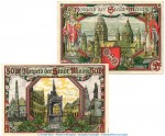 Notgeld Stadt Mainz 860.1 , Set mit 2 Scheinen in kfr. von 1921 , Rheinlad  Seriennotgeld