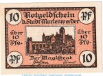 Notgeld Stadt Marienwerder , 10 Pfennig Schein in kfr. Tieste 4390.15.01 o.D. Westpreussen Verkehrsausgabe