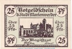 Notgeld Stadt Marienwerder , 25 Pfennig Schein in kfr. Tieste 4390.15.06 o.D. Westpreussen Verkehrsausgabe