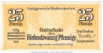 Notgeld Stadt Markneukirchen , 25 Pfennig Schein in kfr. o.D. Tieste 4400.05.02 , Sachsen Verkehrsausgabe