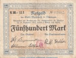 Notgeld Stadt Meuselwitz , 500 Mark Schein in gbr. Müller 2955.1 von 1922 , Thüringen Großnotgeld