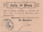 Notgeld Stadt Nörenberg , 50 Pfennig Schein in kfr. Tieste 5145.05.05 von 1918 , Pommern Verkehrsausgabe