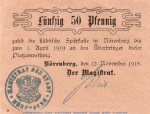 Notgeld Stadt Nörenberg 5145.05.30 , 50 Pfennig Schein in kfr. von 1918 , Pommern Verkehrsausgabe