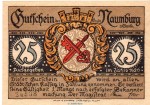 Notgeld Stadt Naumburg , 25 Pfennig Schein in kfr. o.D. Brandenburg Seriennotgeld