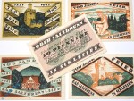 Notgeld Stadt Ober Salzbrunn , Schlesien , vollständiger Satz mit 5 Scheinen in kassenfrischer Erhaltung , Seriennotgeld , 1000.1 , von 1921