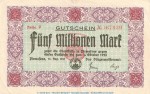 Notgeld Stadt Pirmasens , 5 Millionen Mark Schein in gbr. Keller 4313.k von 1923 , Pfalz Inflation