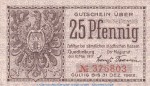 Notgeld Stadt Quedlinburg , 25 Pfennig Schein in kfr. Tieste 5835.25.10 von 1917 , Sachsen Verkehrsausgabe