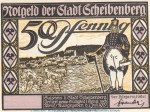 Notgeld Stadt Scheibenberg 1175.1.b , 50 Pfennig Nr.1 --Ohne Kennummer-- in kfr. von 1921 , Sachsen Seriennotgeld