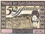 Notgeld Stadt Scheibenberg 1175.1.b , 50 Pfennig Nr.3 --Ohne Kennummer-- in kfr. von 1921 , Sachsen Seriennotgeld