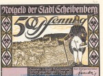 Notgeld Stadt Scheibenberg 1175.1.b , 50 Pfennig Nr.5 --Ohne Kennummer-- in kfr. von 1921 , Sachsen Seriennotgeld