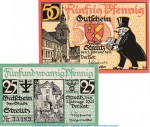 Notgeld Stadt Strelitz , Set mit 2 Scheinen in kfr. Tieste 7195.05.01-2 von 1921 , Mecklenburg Vorpommern Verkehrsausgabe