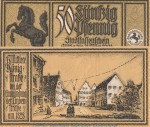 Notgeld Stadt Stuttgart 1289.2 , 50 Pfennig Schein -P- in kfr. von 1922 , Württemberg Seriennotgeld