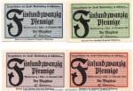 Notgeld Stadt Waldenburg 1371.9 , Set mit 4 Scheinen in kfr. von 1920 , Schlesien Seriennotgeld