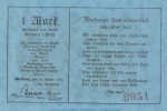 Notgeld Stadt Warburg 1376.1.a , 1 Mark Schein in kfr. von 1921 , Westfalen Seriennotgeld