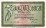 Notgeld Stadt Wetzlar , 10 Millionen Mark in kfr. Keller 5594 von 1923 , Rheinland Inflation