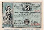 Notgeld Stadt Xanten 1465.1.a , 3 Mark Schein Nr 4 in kfr. von 1921 , Westfalen Seriennotgeld