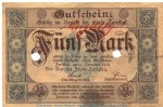 Notgeld Stadt Zwickau , 5 Mark Schein in gbr.E. Geiger 583.01 von 1918 , Sachsen Großnotgeld
