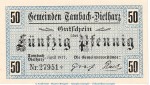 Notgeld Tambach Dietharz , 50 Pfennig Schein in kfr. Tieste 7260.05.10 von 1917 , Sachsen Verkehrsausgabe