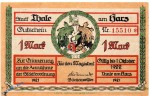 Notgeld Thale , Parkanlage , 1 Mark Schein in kfr. Mehl Grabowski 1320.14 , von 1921 , Sachsen Anhalt Seriennotgeld