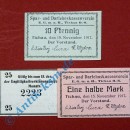 Notgeld Tichau , Satz mit 3 Scheinen , Tieste 7350.25 bis 27 , von 1917 , Schlesien Verkehrsausgabe