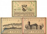 Notgeld Vegesack , Set mit 3 Scheinen kfr. Mehl Grabowski 1359.2 , von 1921 , Bremen Seriennotgeld