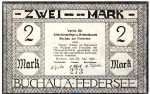 Notgeld Ver. f. Heimatkunde Buchau 197.1 , 2 Mark Schein in kfr. von 1921 , Baden Württemberg Seriennotgeld