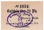 Notgeld Wentorfer Mühle Bergedorf , 20 Pfennig Schein in kfr. von 1919 , Hamburg Verkehrsausgabe