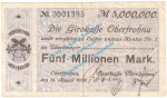 Oberfrohna , Notgeld 5 Millionen Mark Schein in gbr. Keller 4014.II.h , Sachsen 1923 Grossnotgeld Inflation