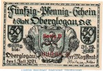 Oberglogau M-G 994.1.a , Notgeld 50 Pf. --KN und Serie-- in f-kfr. von 1921 , Oberschlesien Seriennotgeld