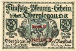 Oberglogau , Notgeld 50 Pfennig --KN-Serie-- in kfr. M-G 994.1.b , Schlesien 1921 Seriennotgeld