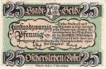 Oschersleben , Notgeld 25 Pfennig Schein KN-5 unc-kfr. M-G 1028.2.b , Sachsen Anhalt 1920 Seriennotgeld