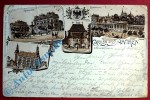 Postkarte Ansichtskarte Aachen , Motiv  Rathaus, Brunnen, Kaiserplatz , gel. 1896 , Westfalen