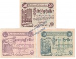 Purkersdorf , Notgeld Set mit 3 Scheinen in kfr. K-K S.801.I.a , Niederösterreich o.D.