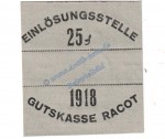 Racot , Notgeld 25 Pfennig Schein in kfr. Tieste 5855.10.02 , Posen 1918 Verkehrsausgabe