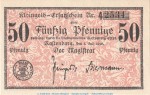 Rastenburg , Tieste 5905.05.10 Notgeld 50 Pfennig Schein in kfr. von 1919 , Oberschlesien Verkehrsausgabe