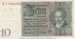 Reichsbanknote , 10 Mark Schein -S 1- in gbr. DEU-183.a, Ros.173, P.180 , vom 22.01.1929 , Weimarer Republik - Reichsbank