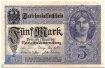 Reichsbanknote , 5 Mark , grauviolett , Kn 7 , DEU-61 a , Rosenberg 54 , P 56 , vom 01.08.1917 , Kaiserreich