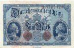 Reichsbanknote , 5 Mark Schein in gbr. DEU-54.b-c, Ros.48, P.47 , vom 05.08.1914 , deutsches Kaiserreich