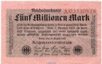 Reichsbanknote , 5 Millionen Mark Schein in gbr. DEU-117.a, Ros.104, P.105 , vom 20.08.1923 , Weimarer Republik - Inflation