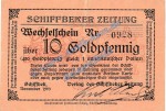 Schiffbeck , Banknote 10 Gold Pfennig Schein in gbr. Müller 4290.14 Wertbeständig 1923 Schleswig Holstein